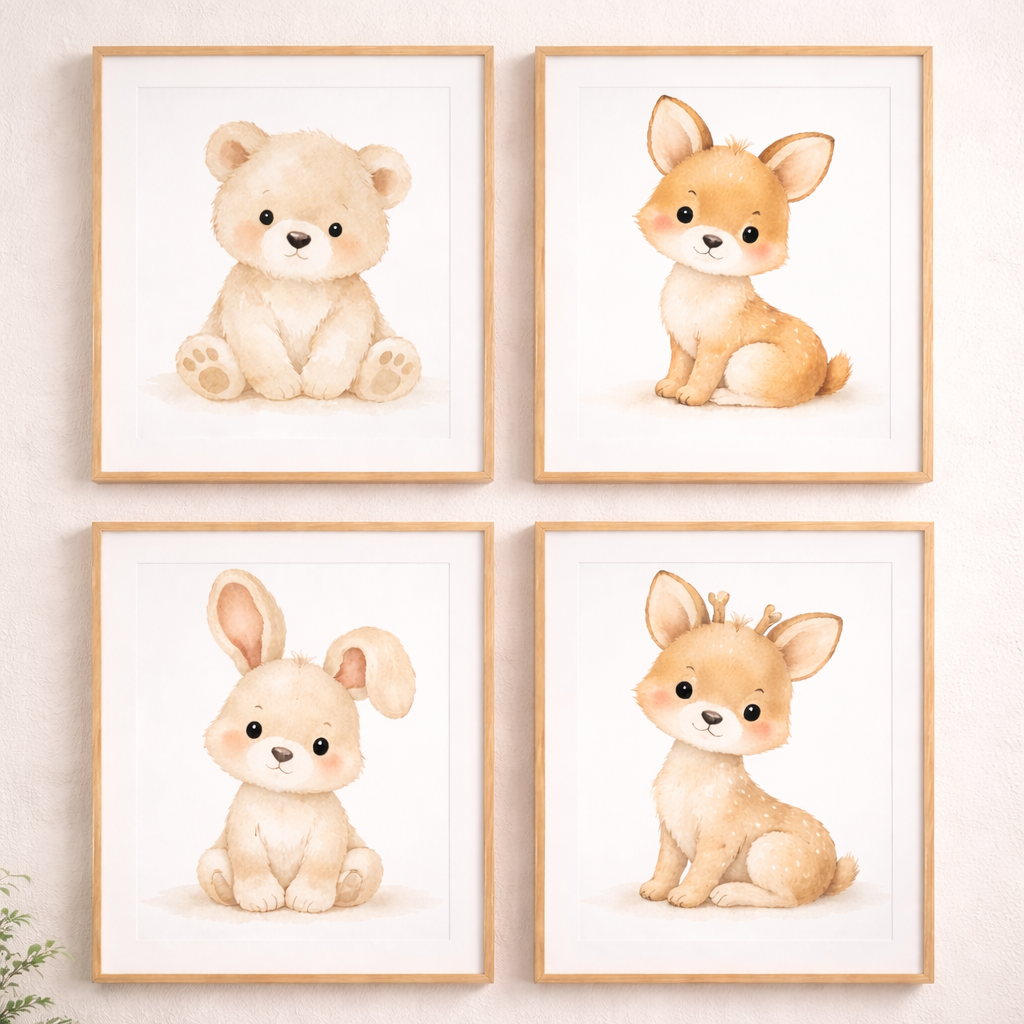 Boho Nursery Animals Wall Art Bundle (4 Prints)