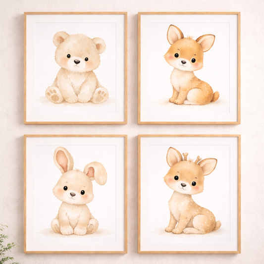 Boho Nursery Animals Wall Art Bundle (4 Prints)